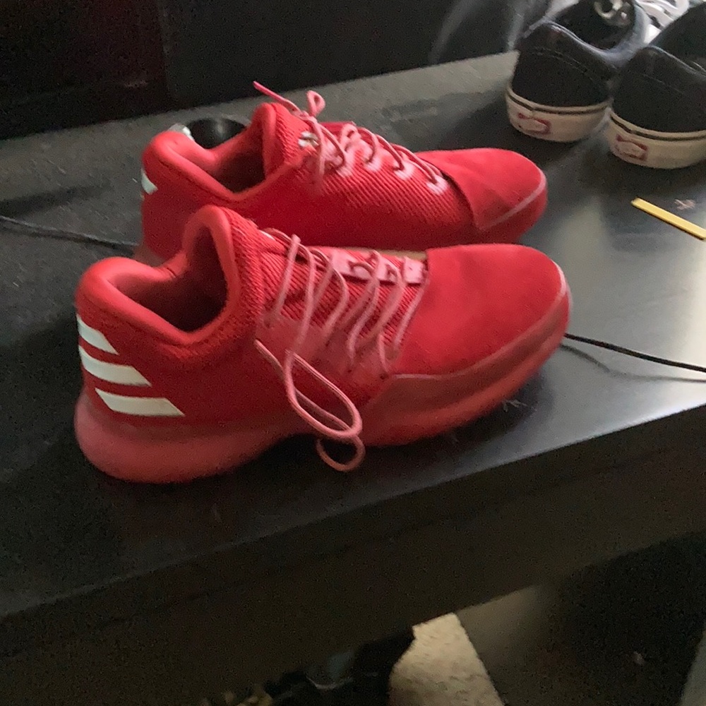 All red adidas harden 1’s